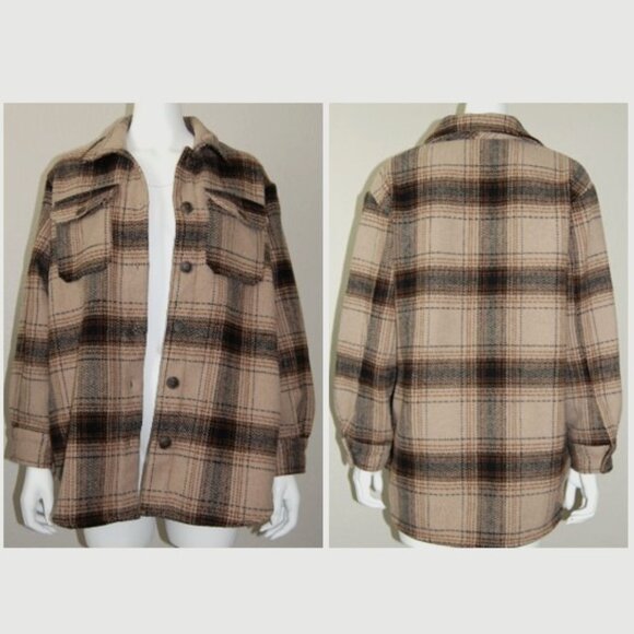 Time and Tru Jackets & Blazers - Time and Tru Shacket, Women Size M (46" Bust) Button Down, 4-Pocket, Brown